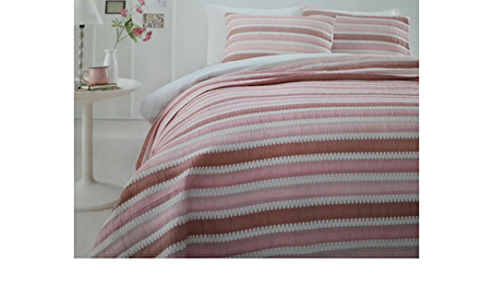 ÖZDİLEK YATAK ÖRTÜSÜ  STRIPE PEMBE ÇİFT KİŞİLİK