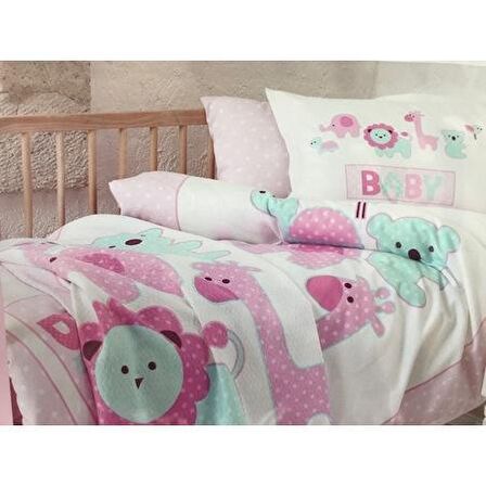 ÖZDİLEK NEVRESİM TAKIMI  PİKELİ BEBE PINK ANIMALS PEMBE