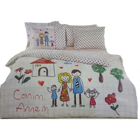 Özdilek Canım Annem (Çift Taraflı) Çift Kişilik Nevresim Takımı