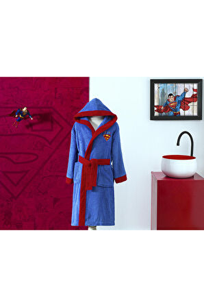 Özdilek Superman Colors Lisanslı Kapüşonlu Çocuk Bornozu 7/8 Yaş