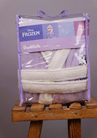 Özdilek Dsny Frozen Leaf Çocuk Bornoz Nakışlı Lila 11-12 Yaş