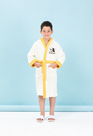 Özdilek Dsny Mickey M.Star Çocuk Bornoz Nakışlı Krem 9 - 10 Yaş
