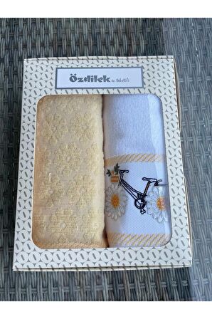 ÖZDİLEK DAISY BORDER SARI 2LI KUTULU HAVLU