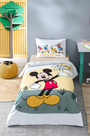 Özdilek Mickey Mouse Nomadic Tek Kişilik Disney Lisanslı Lastikli Fitted Çarşaf Çocuk Nevresim Takımı