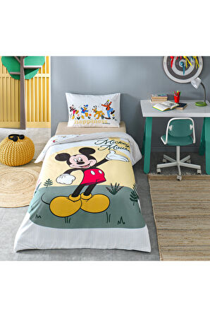 Özdilek Mickey Mouse Nomadic Tek Kişilik Disney Lisanslı Lastikli Fitted Çarşaf Çocuk Nevresim Takımı