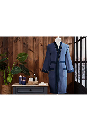 Özdilek Oregon Maskülen Nakışlı Denim Kimono Bornoz