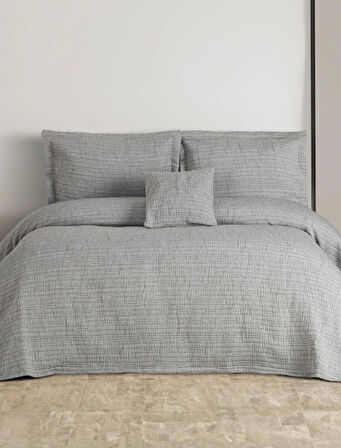 ÖZDİLEK TEK KİŞİLİK YATAK ÖRTÜSÜ TAKIMI WOVEN GRİ 