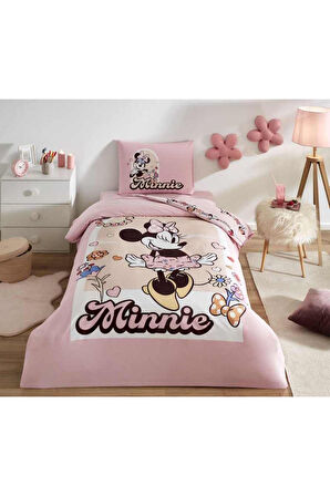 Özdilek DSNY Nevresim Takımı Ranforce Tek Kişilik Pembe Minnie Garden