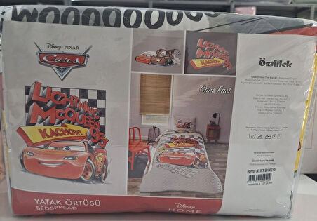 Özdilek Lisanslı Disney Çocuk Yatak Örtüsü Takımı Tek Kişilik Cars Fast Gri