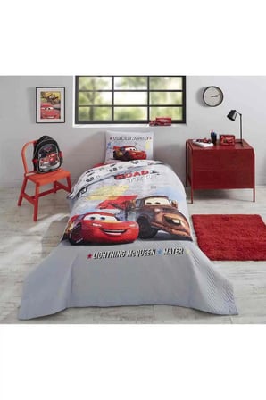 Disney Kapitoneli Nevresim Takımı Ranforce Gri Cars Fast
