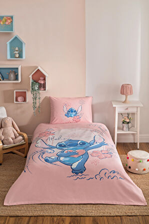 Özdilek Stitch Aloha Tek Kişilik Disney Lisanslı Lastikli Çarşaf Çocuk Pike Takımı