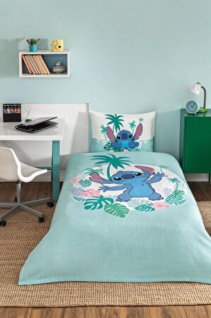 Özdilek Stitch Summer Tek Kişilik Disney Lisanslı Lastikli Çarşaf Çocuk Nevresim Takımı