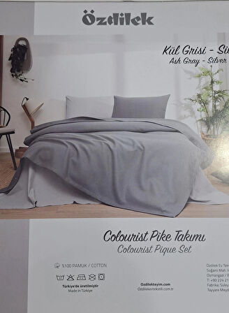ÖZDİLEK ÇİFT KİŞİLİK RANFORCE PİKE TAKIMI COLOURIST KÜL GRİSİ