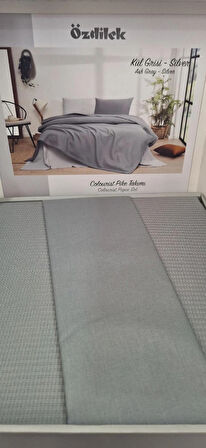 ÖZDİLEK ÇİFT KİŞİLİK RANFORCE PİKE TAKIMI COLOURIST KÜL GRİSİ