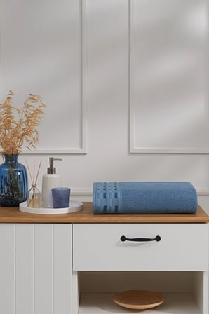 Sculpted Koyu Mavi Banyo Havlusu 90*150