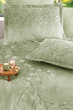 Özdilek White Sakura King Size Lastikli Çarşaf Nevresim Takımı
