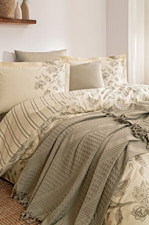 Özdilek Fresque Çift Kişilik Pikeli Nevresim Takımı