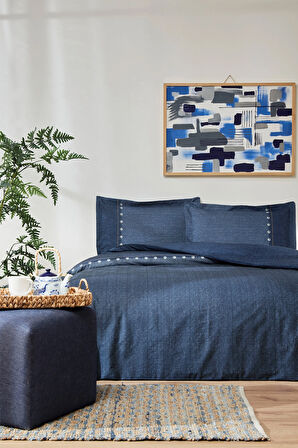 Özdilek Oregon Tek Kişilik Lastikli Çarşaf Denim Nevresim Takımı