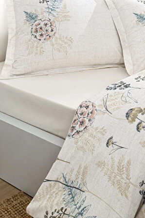 Özdilek Ranforce Lastikli Çarşaf Nevresim Takımı Pholox Krem