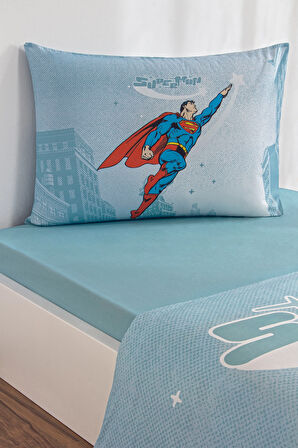 Özdilek Superman Hero Tek Kişilik Lisanslı Lastikli Çarşaf Çocuk Nevresim Takımı