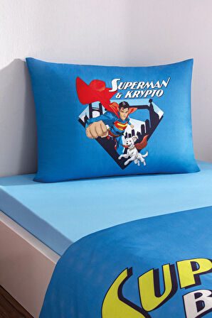 Özdilek Superman Best Friend Tek Kişilik Lisanslı Lastikli Çarşaf Çocuk Nevresim Takımı