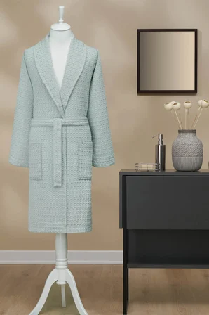 Özdilek Waffle Şal Yaka Bornoz Unisex Yeşil XL