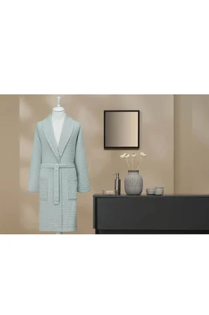Özdilek Waffle Şal Yaka Bornoz Unisex Yeşil XL