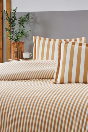 Özdilek Cabana Line Tek Kişilik Lastikli Çarşaf Nevresim Takımı Gold