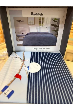 Özdilek Flag Line Tek Kişilik Pike Takımı %100 Pamuk Lacivert