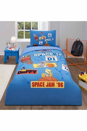 Nevresim Takımı  Fitted Car Ranforce Tek Kişilik Mavi Space Jam Team