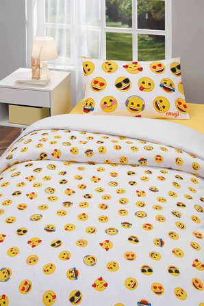 Emoji Joy Tek Kişilik Lastikli Çarşaf Nevresim Takımı