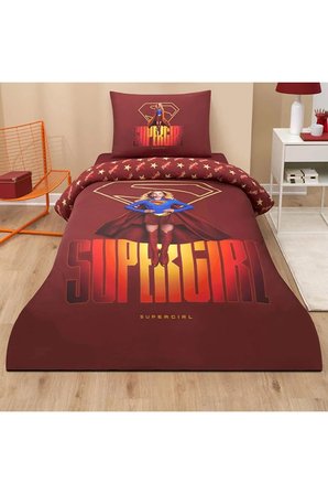 Tek Kişilik Ranforce Nevresim Takımı Supergirl Bordo