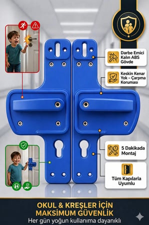 Okul, Kreş ve Anaokulu İçin Bariyerli Kapı Kolu | Çocuk Güvenlikli | Kırılmaz ABS | 5'li