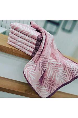 6' Lı El Yüz Havlusu Yaprak Pembe 50x90 Cm
