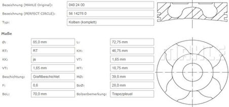 Psa Motor Piston Segman P806 P807 Expert Evasıon C8 Jumpy Dw10ated4 (2,0hdi 16v) / (85,00mm) / (std) - Mahle 0402400