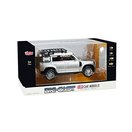 HCL-910 Çek Bırak 1:22 Sesli Ve Işıklı Safari Metal Jeep FABBATOYS