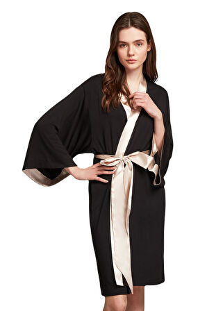 Penye Mood Kadın Siyah Sabahlık 2021