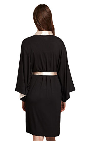 Penye Mood Kadın Siyah Sabahlık 2021