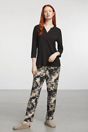Penye Mood Pijama Takım Sıyah 9103PJTK