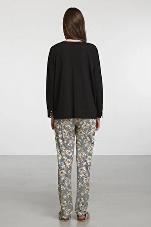 Penye Mood Pijama Takım Siyah 9112PJTK
