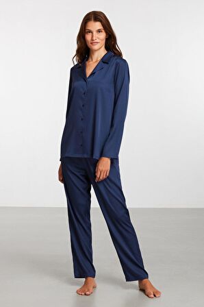 Penye Mood Kadın Saten Gömlek Pijama Takım 2030 