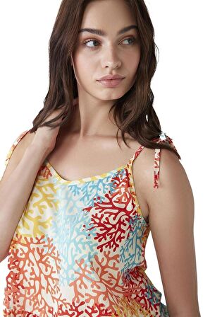 Penye Mood Şort Takım Renkli Desen W502