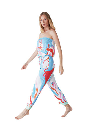 Penye Mood Kadın Mavi Tulum 9406 