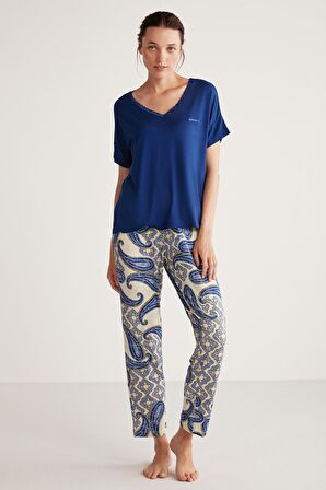 Etnik desenli pijama takımı