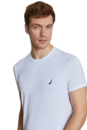 Nautica Erkek Beyaz Modal T-Shirt 