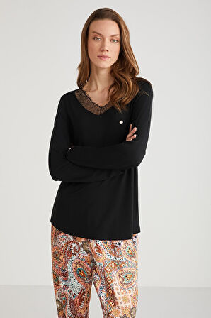 Etnik desenli pijama takımı