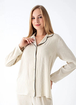 Vivis Normal Gömlek Yaka Bej Kadın Gömlek 50VIV10102