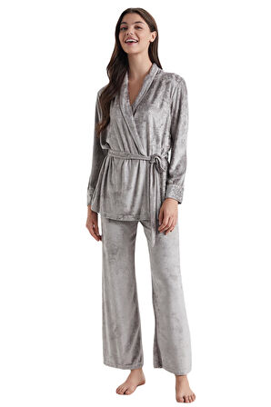 Penye Mood Kadın Gri Pijama Takım 9741 