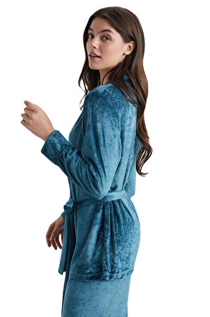 Penye Mood Kadın Turkuaz Pijama Takım 9741 