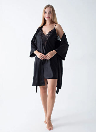 Vivis Siyah Kadın Sabahlık 50VIV10308